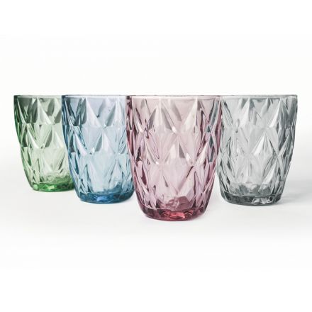 Copos de água de vidro colorido serviço 12 peças - Renascença Viadurini