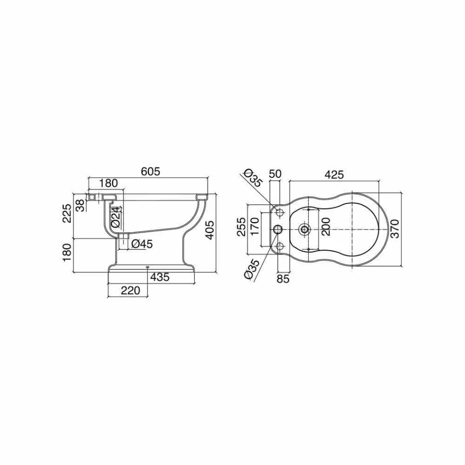 Bidê Design Clássico em Cerâmica Branca Made in Italy - Paulina Viadurini