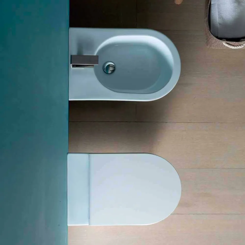 Bidê de design moderno de cerâmica 57x37cm Sol, fabricado na Itália Viadurini