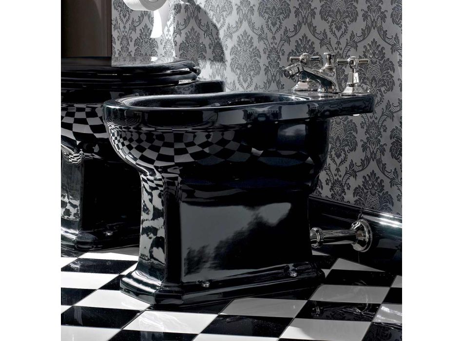 Bidê de piso de cerâmica vintage branco ou preto fabricado na Itália - Marwa Viadurini