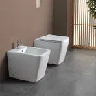 Bidê de chão com furo único em cerâmica branca com design moderno e elegante - Giunco Viadurini