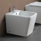 Bidê de chão com furo único em cerâmica branca com design moderno e elegante - Giunco Viadurini