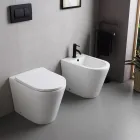 Bidê de chão Salice com furo único em cerâmica branca e design moderno e elegante. Viadurini