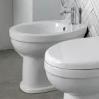 Bidê de chão com furo único em cerâmica branca com design moderno e elegante - Sílica Viadurini