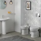 Bidê de chão com furo único em cerâmica branca com design moderno e elegante - Sílica Viadurini