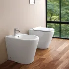 Bidê de chão com furo único em cerâmica branca com design moderno - Ginepro Viadurini