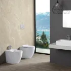 Bidê de chão Aster com furo único, em cerâmica branca durável e design moderno. Viadurini