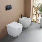 Bidê de chão com um único orifício, em cerâmica branca resistente e com design moderno - Olmo Viadurini