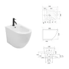 Bidê de chão com um único orifício, em cerâmica branca resistente e com design moderno - Olmo Viadurini