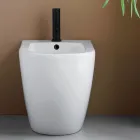Bidê de chão com um único orifício, em cerâmica branca resistente e com design moderno - Olmo Viadurini