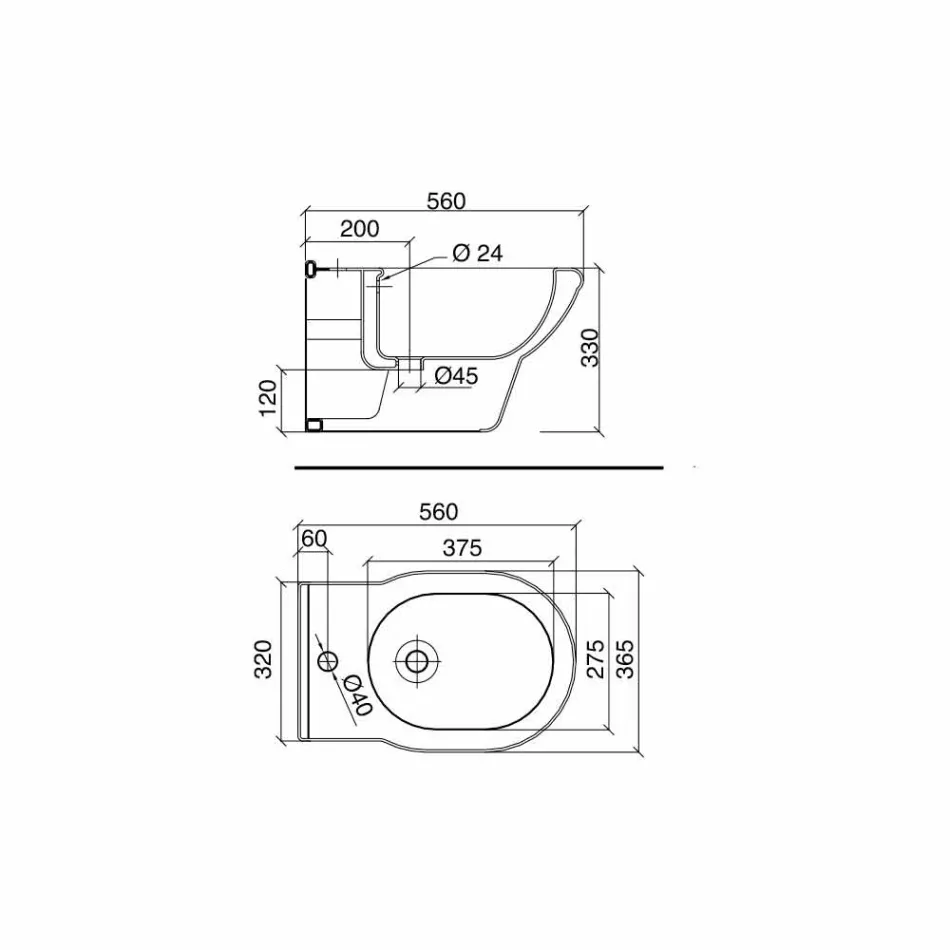 Bidê de um orifício clássico em cerâmica branca fabricado na Itália - Marwa Viadurini