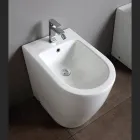 Bidê monocomando com ralo deslocado em cerâmica com design moderno - Oleandro  Viadurini