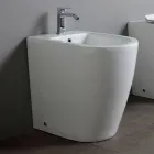 Bidê monocomando com ralo deslocado em cerâmica com design moderno - Oleandro  Viadurini