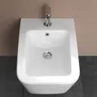 Bidê de parede com furo único em cerâmica branca com design moderno e elegante - Giunco Viadurini