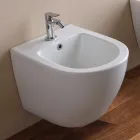 Bidê de parede com furo único em cerâmica branca com design moderno - Ginepro Viadurini