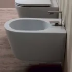 Bidé suspenso de cerâmica design Sun Round 57x37cm, fabricado em Itália Viadurini