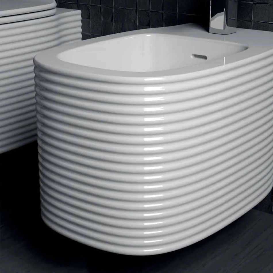 Bidê de cerâmica suspenso de design moderno produzido na Itália, Hamlet Viadurini