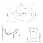Parede moderna pendurada bidé em cerâmica branca estilo 54x36 cm, feita na Itália Viadurini
