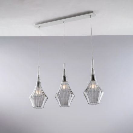 Corrimão de ferro com vidro Pyrex fabricado na Itália para decoração de interiores - Olimpo Viadurini