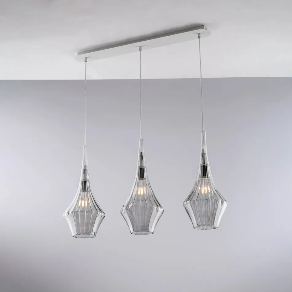 Corrimão de ferro com vidro Pyrex fabricado na Itália para decoração de interiores - Olimpo Viadurini