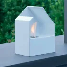 Lareira moderna de bioetanol de mesa em aço e cerâmica Curtis Viadurini