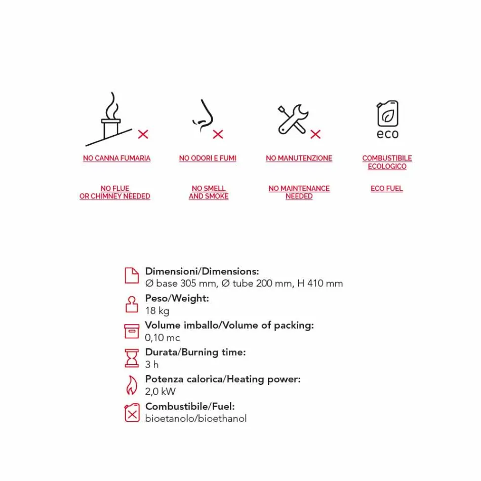 Biocamino rodada apoio mármore Gordon, made in Italy Viadurini