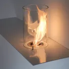 Biofireplace de Parede com Design Moderno em Aço Pintado e Vidro - Malcolm Viadurini