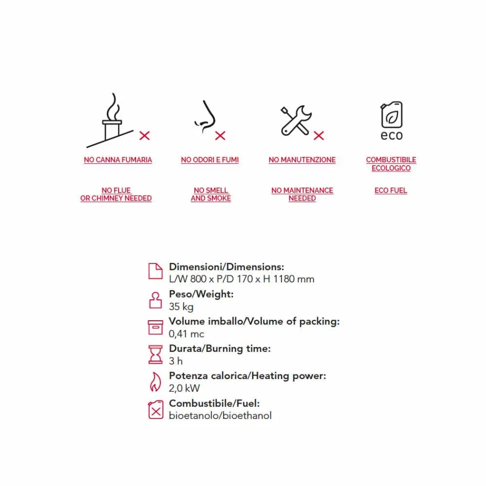 Biocamino de terra de bioetanol, chama design moderno na forma Todd Viadurini