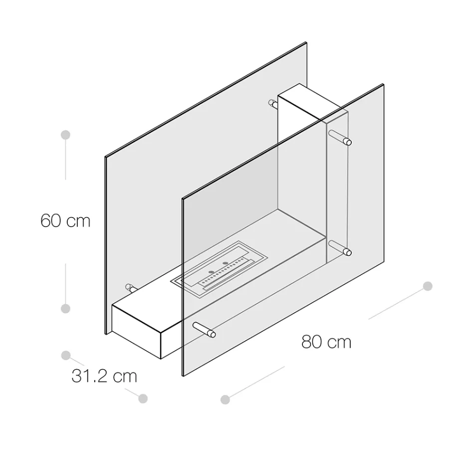 Biolareira de piso com estrutura dupla face em vidro e metal preto - Squillo Viadurini