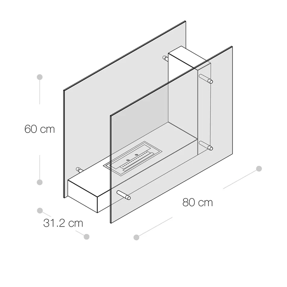 Bio-Lareira de Piso com Estrutura Dupla Face em Vidro e Metal - Planetao Viadurini