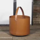 Bolsa de lenha em couro Milo 100% Made in Italy Viadurini