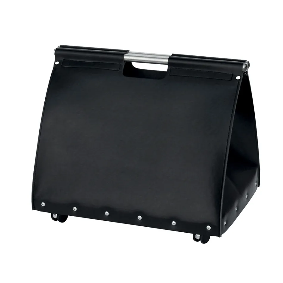 Saco para lenha em couro ecológico com rodas Fabricado na Itália - Caracol Viadurini