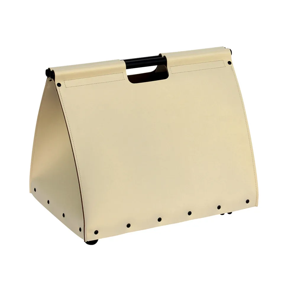 Saco para lenha em couro ecológico com rodas Fabricado na Itália - Caracol Viadurini