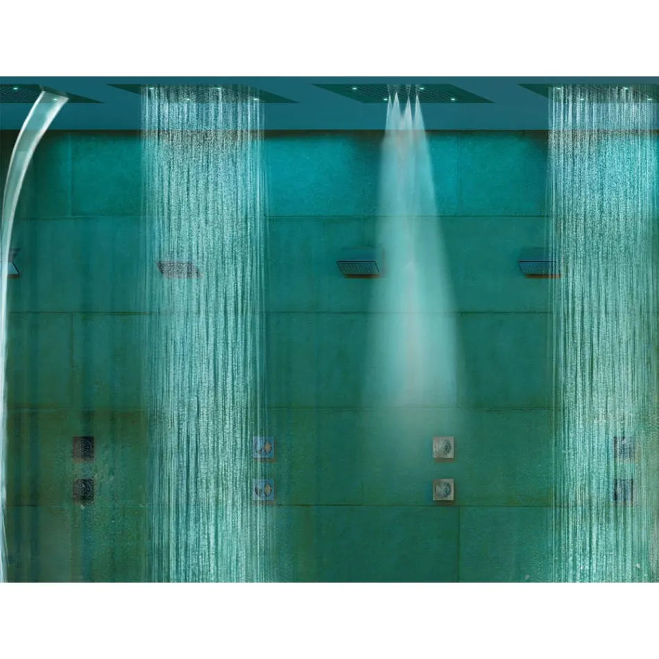 Chuveiro de teto cromado de dois jatos Bossini com cromoterapia Dream Viadurini