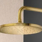 Braço de chuveiro com chuveiro redondo anti-calcário em aço AISI 316L - Artigli Viadurini