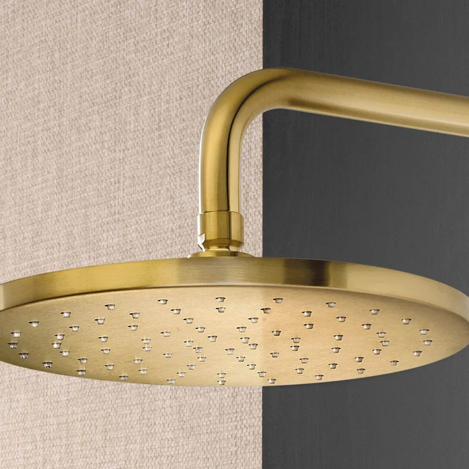 Braço de chuveiro com chuveiro redondo anti-calcário em aço AISI 316L - Artigli Viadurini