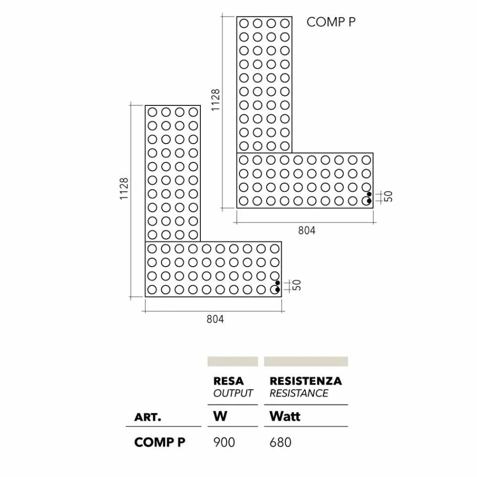Telha de aquecimento elétrico de tijolo feita na Itália por Scirocco H Viadurini