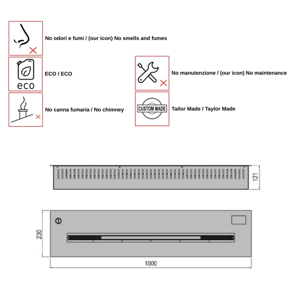 Queimador eletrico de bioetanol 3,6 Kw Aron 100 Viadurini