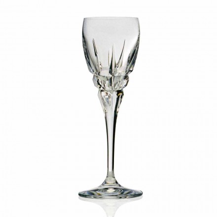 Copo de vinho branco cristal com entalhes manuais 12 peças - Fiucco Viadurini