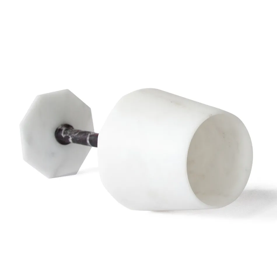 Taça de Vinho em Cetim Branco Mármore Carrara e Tinto Levanto - Caglio Viadurini