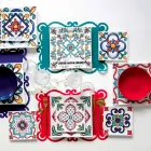 Taça de Vinho ou Água em Vidro Colorido ou Transparente com Decoração, 12 Peças - Rocca Viadurini