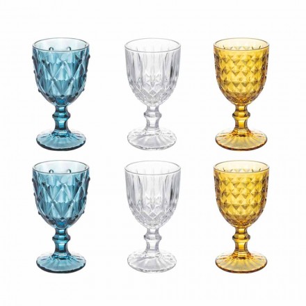 Taças de Vidro Colorido em Vidro Decorado com Relevo, 12 Peças - Angers Viadurini