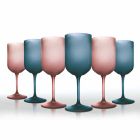 Taças de vinho coloridas em vidro fosco com efeito de gelo 12 peças - Norvegio Viadurini