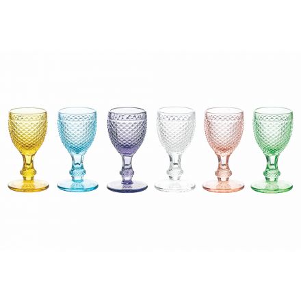 Taças de Licor em Vidro Colorido e Decoração Losango 12 Peças - Brillo Viadurini