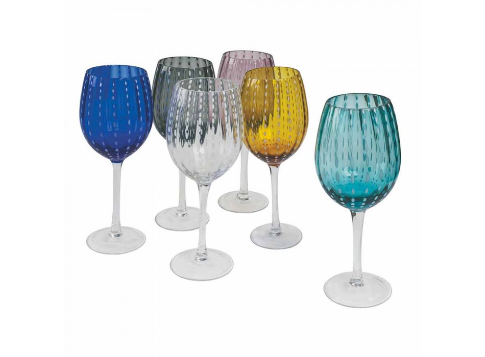 Copos de vinho de vidro colorido e moderno 12 peças Elegant Service - Pérsia Viadurini