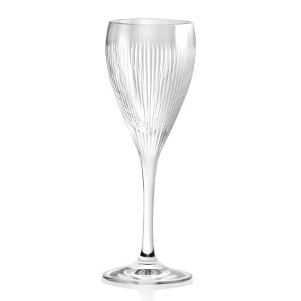 Taças de Vinho em Efeito Estriado Eco Cristal, Linha Luxo 12 Unidades - Davio Viadurini