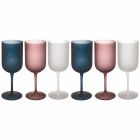 Copos de vinho de vidro fosco com efeito cascalho colorido, 12 peças - outono Viadurini
