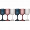 Copos de vinho de vidro fosco com efeito cascalho colorido, 12 peças - outono