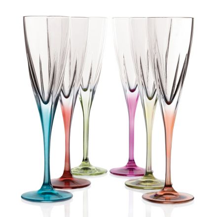 Taças Flauta em Cristal Ecológico Colorido ou Transparente 12 Unidades - Amálgama Viadurini