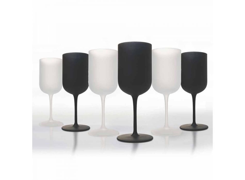Taças em Vidro Fosco Branco e Preto Serviço de Vinho 12 Peças - Norvegiomasai Viadurini